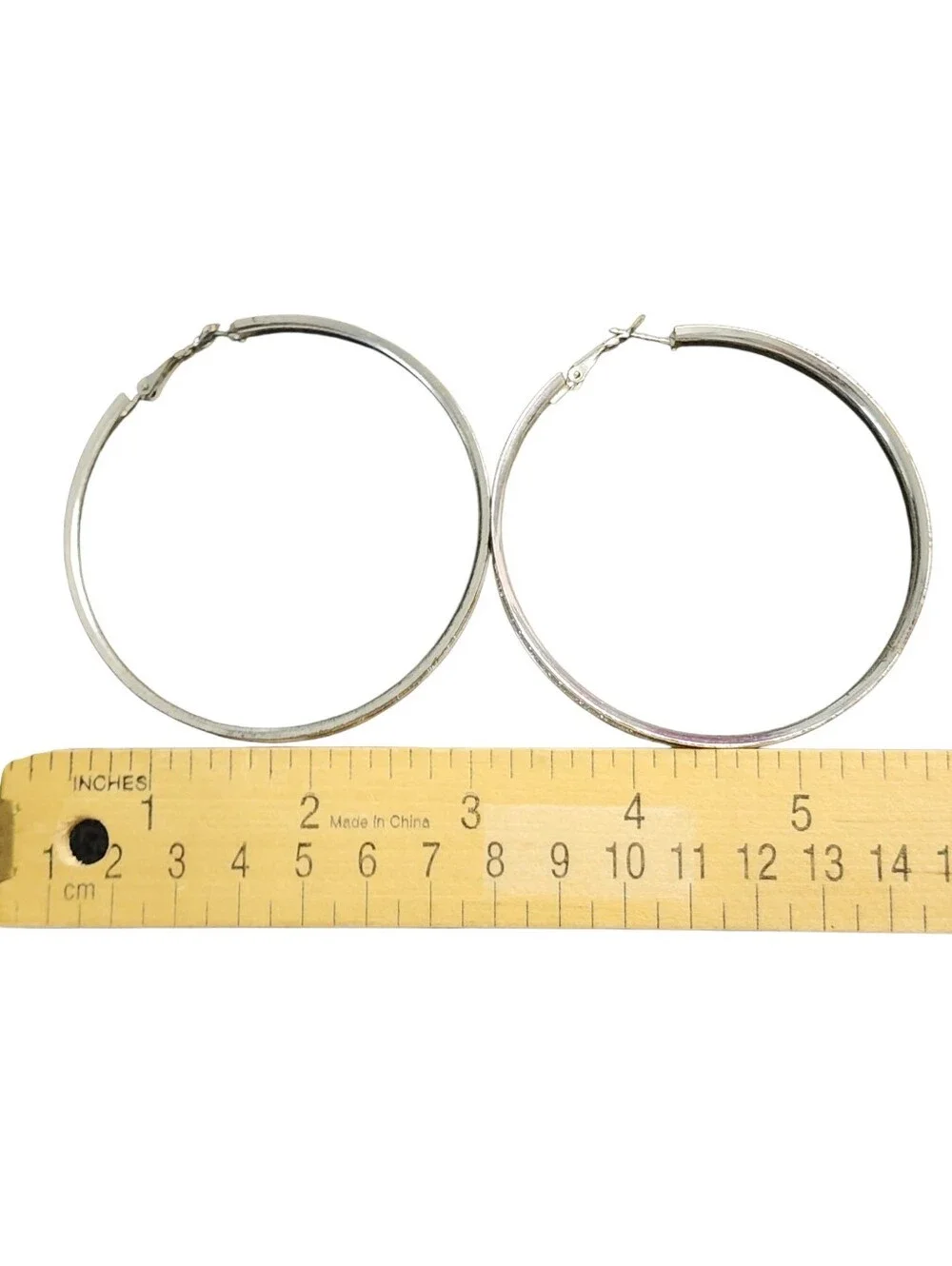 Silvertone Glitter Hoop Earrings